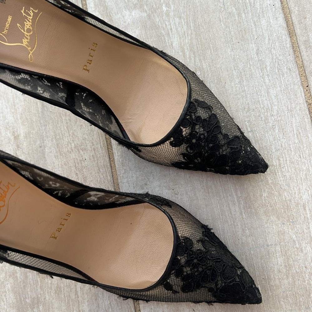 Christian Louboutin Black Lace Heels - Picture 7 of 9